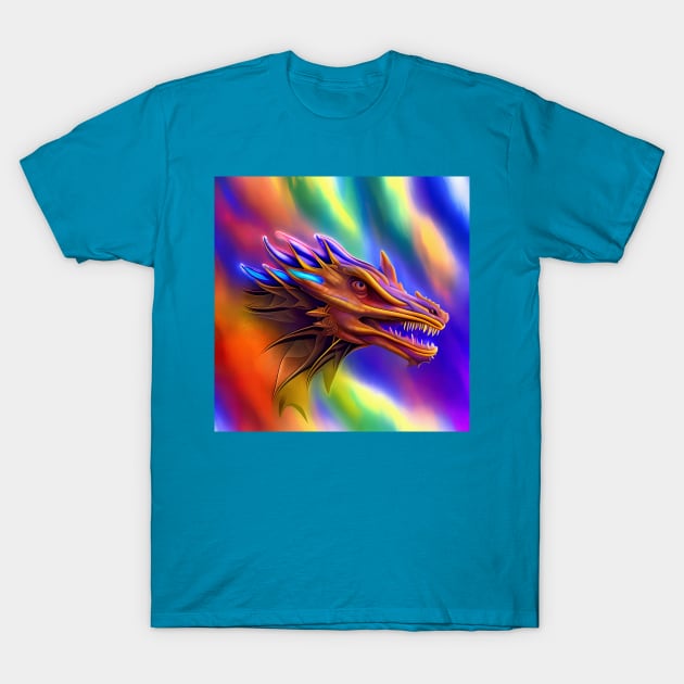 Aurora Borealis Rainbow Dragon T-Shirt by Dragynrain